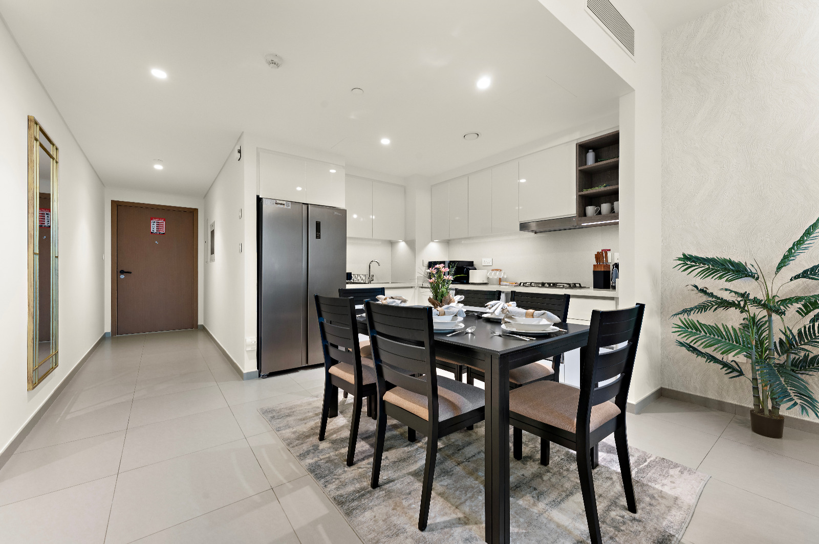 Luxury bedroom with Dubai skyline view